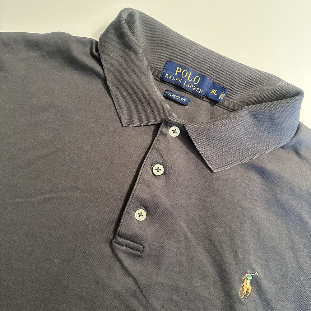 Ralph Lauren Men's XL Classic Fit Charcoal Short Sleeve Polo Flesh Pony